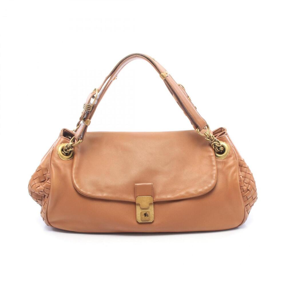 Bottega Veneta Intrecciato Handbag, Lambskin Leather, Women's, Brown